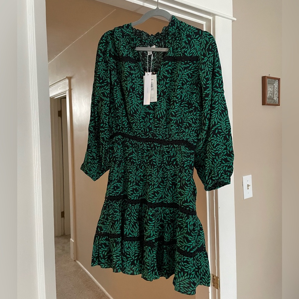 Joie green leaf dress NWT